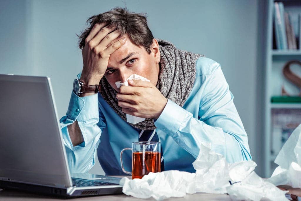 Sick worker has high temperature